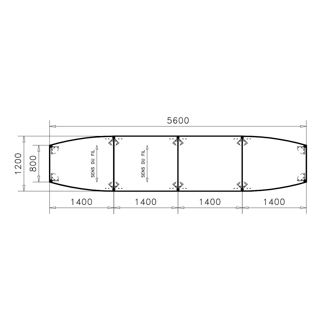 Table de réunion tonneau 18 places Alliance - 560 x 120 cm - piétement chrome - plateau ébénisterie