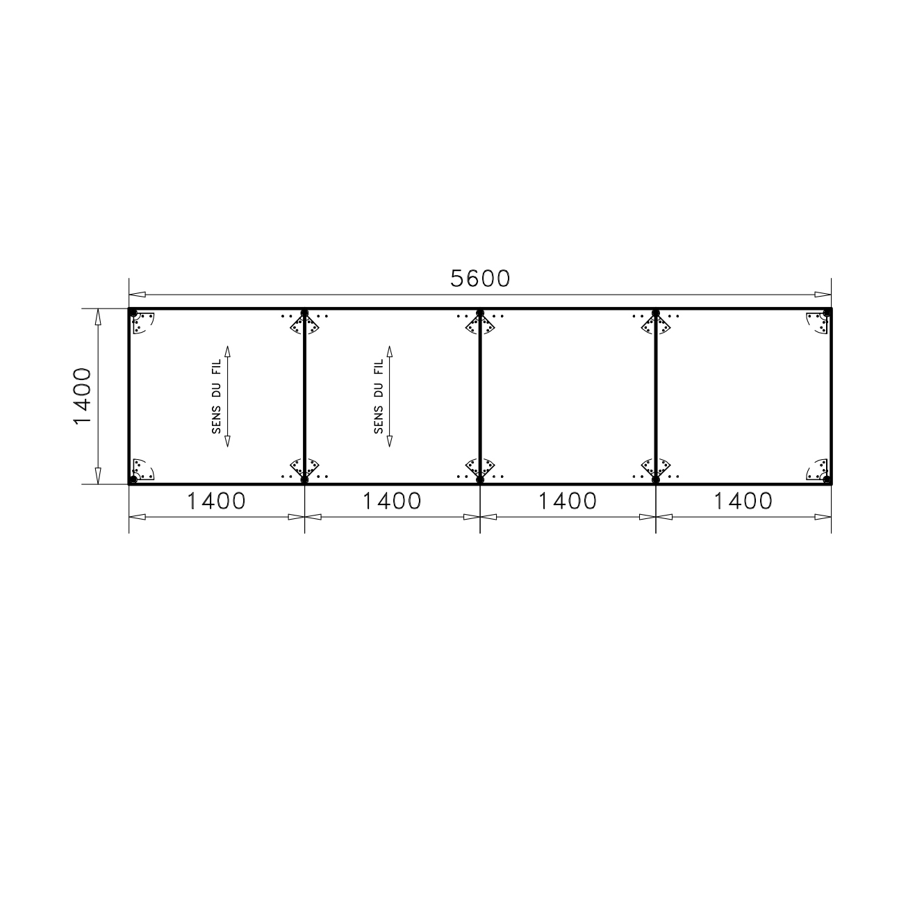 Table de réunion rectangulaire 20 places Alliance - 560 x 140 cm - piétement époxy - plateau ébénisterie