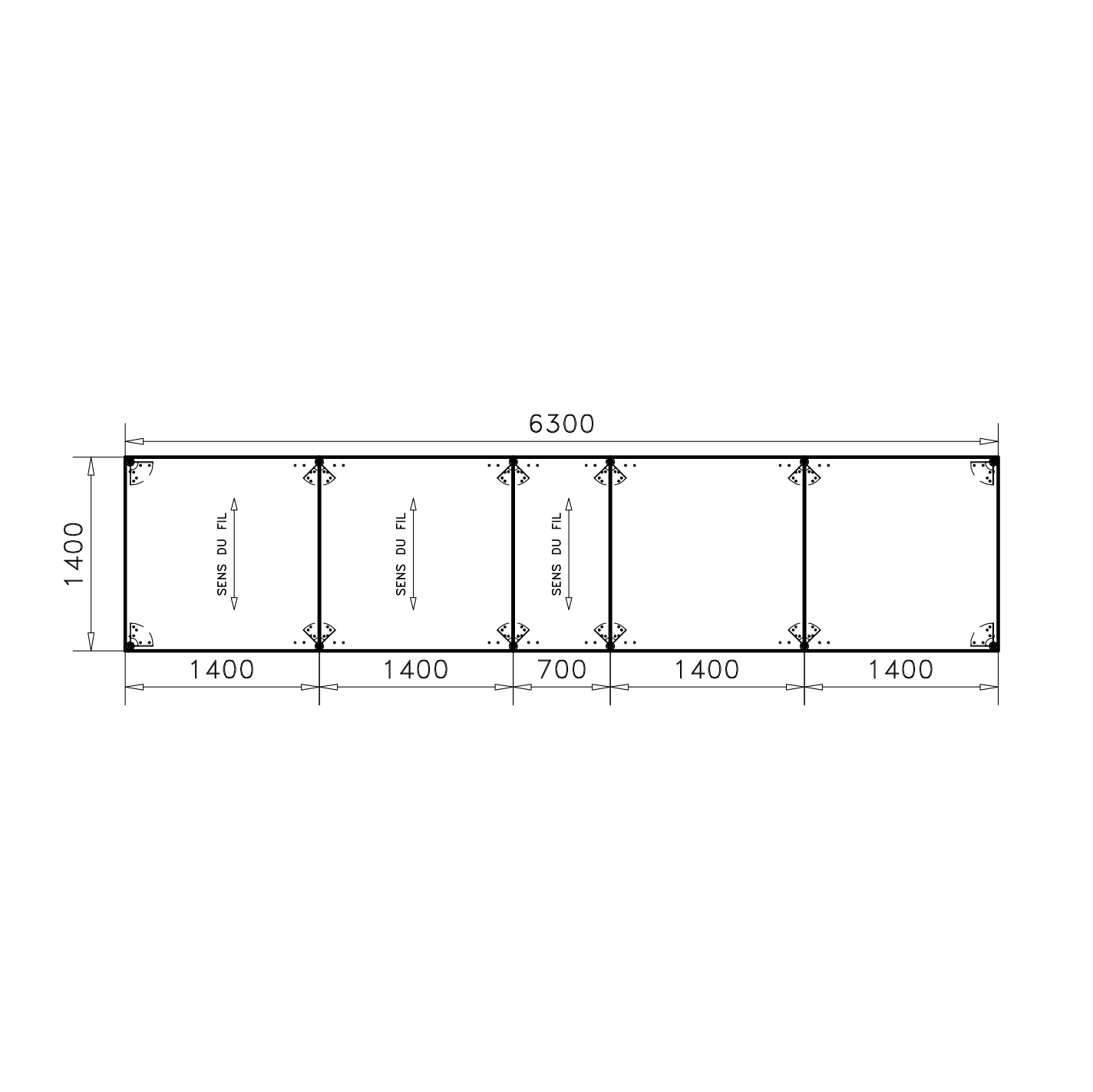 Table de réunion rectangulaire 22 places Alliance - 630 x 140 cm - piétement époxy - plateau ébénisterie