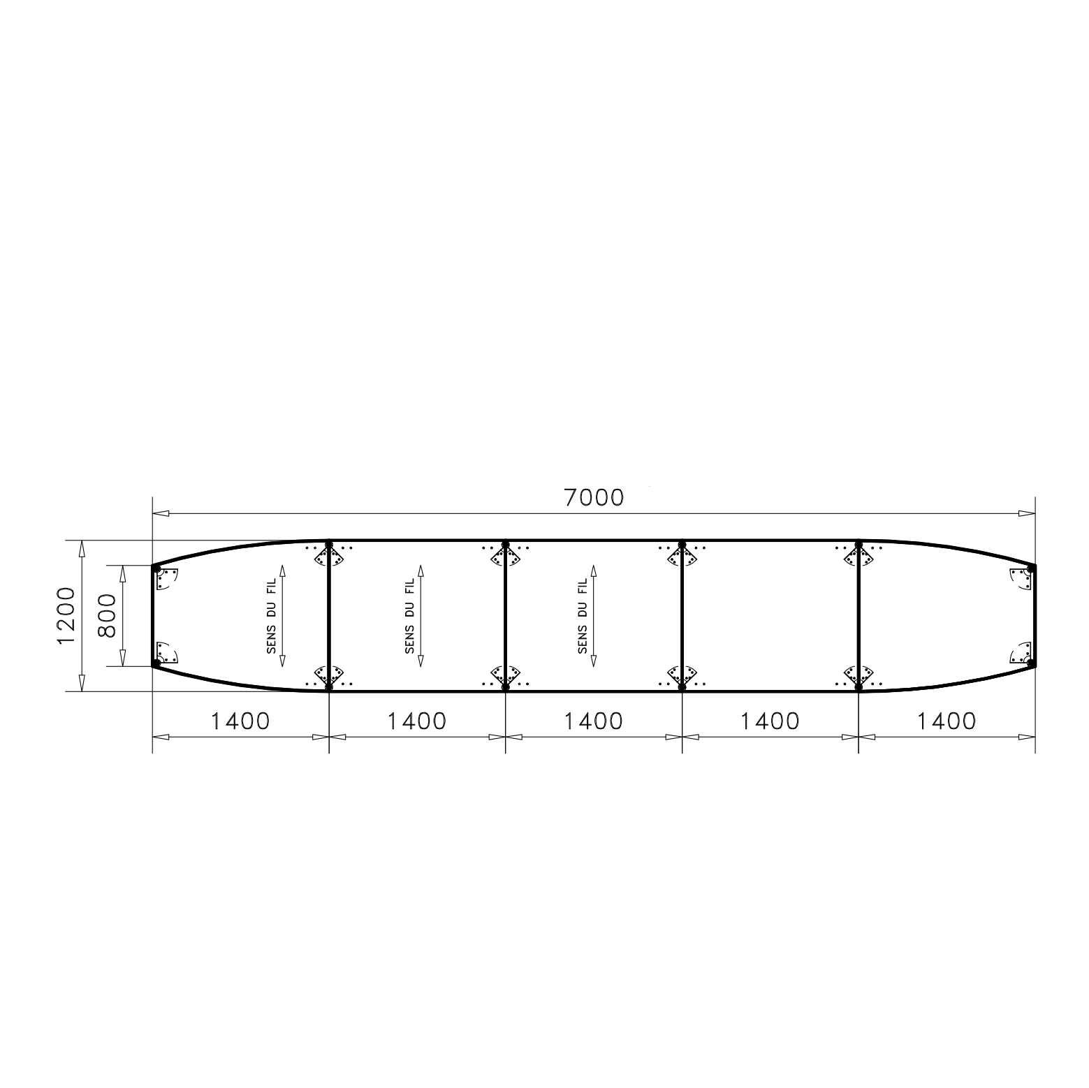 Table de réunion tonneau 22 places Alliance - 700 x 120 cm - piétement époxy - plateau ébénisterie