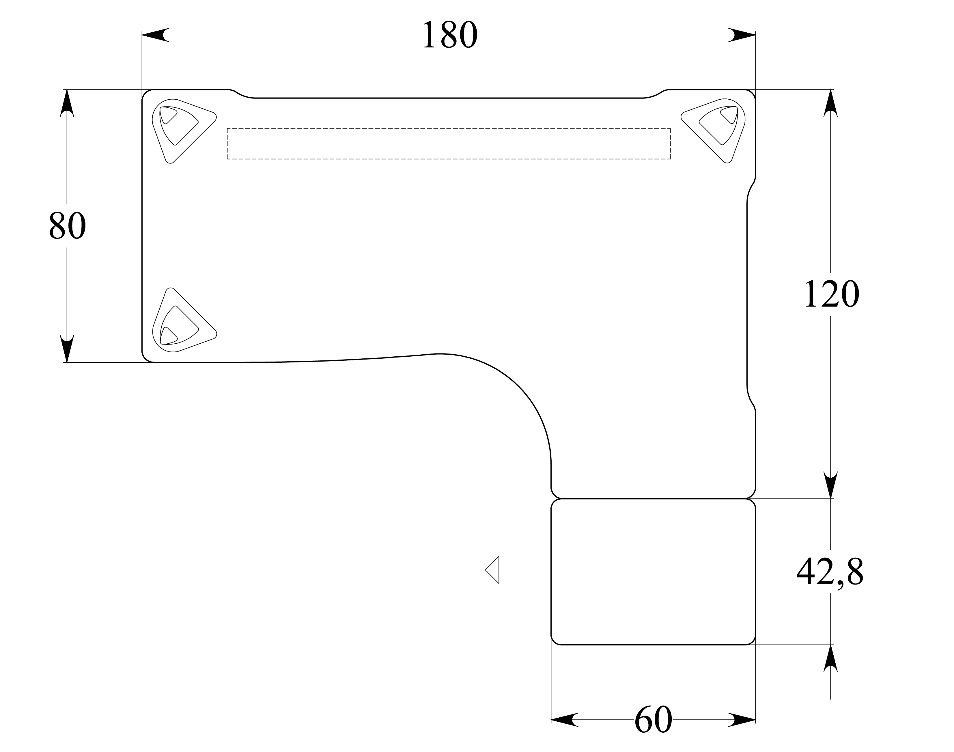 Bureau compact 90° asymétrique Evidence - l. 180 x l. 120 x pr. 80-60 cm + caisson hauteur bureau sur retour