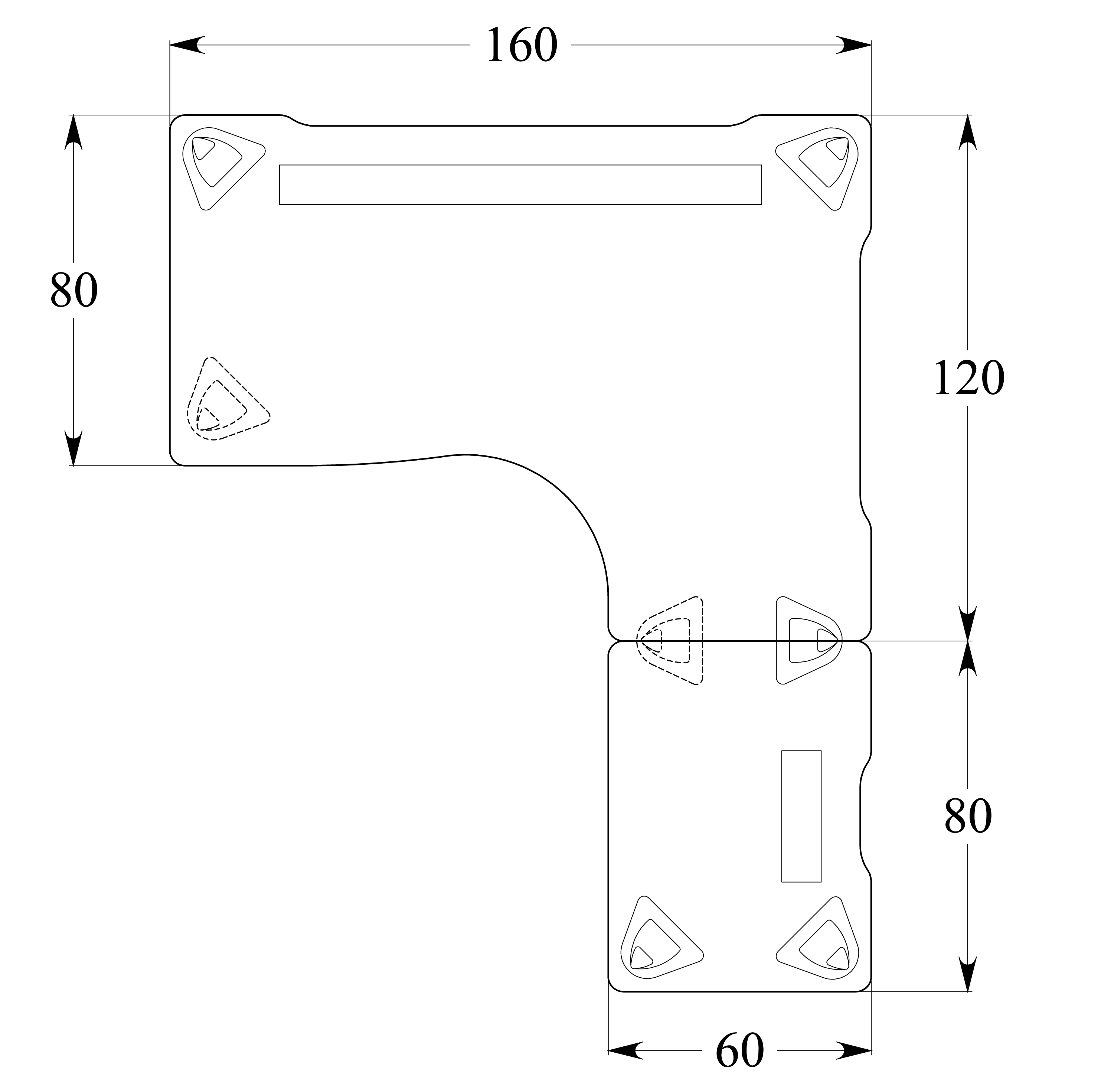 Bureau compact 90° asymétrique Evidence - l. 160 x l. 120 x pr. 80-60 cm + retour l. 80 x pr. 60 cm