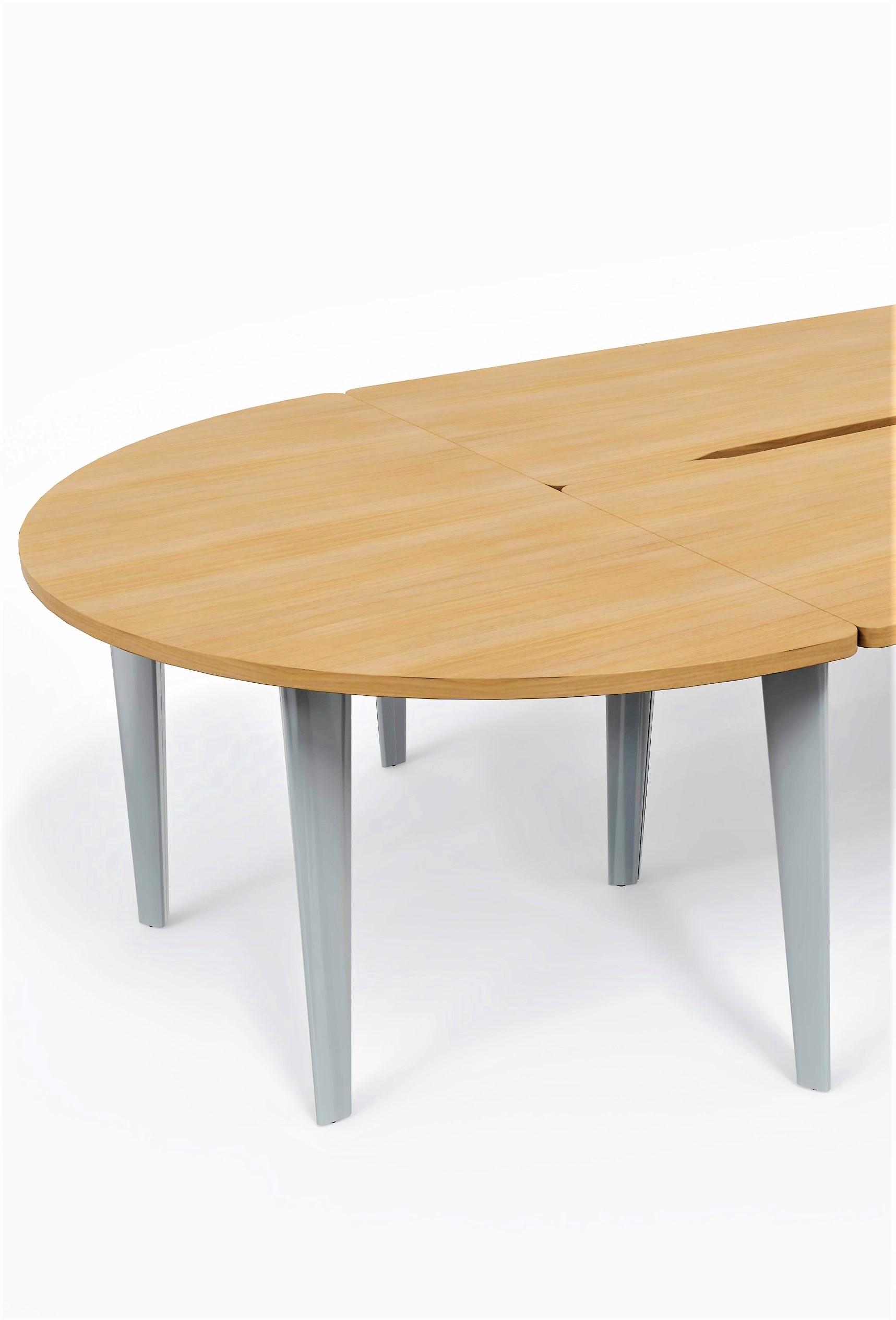 Convivialité demi-lune Evidence - l. 160 x pr. 80 cm - pour 2 bureaux pr. 80 cm - 2 pieds métalliques et 2 platines