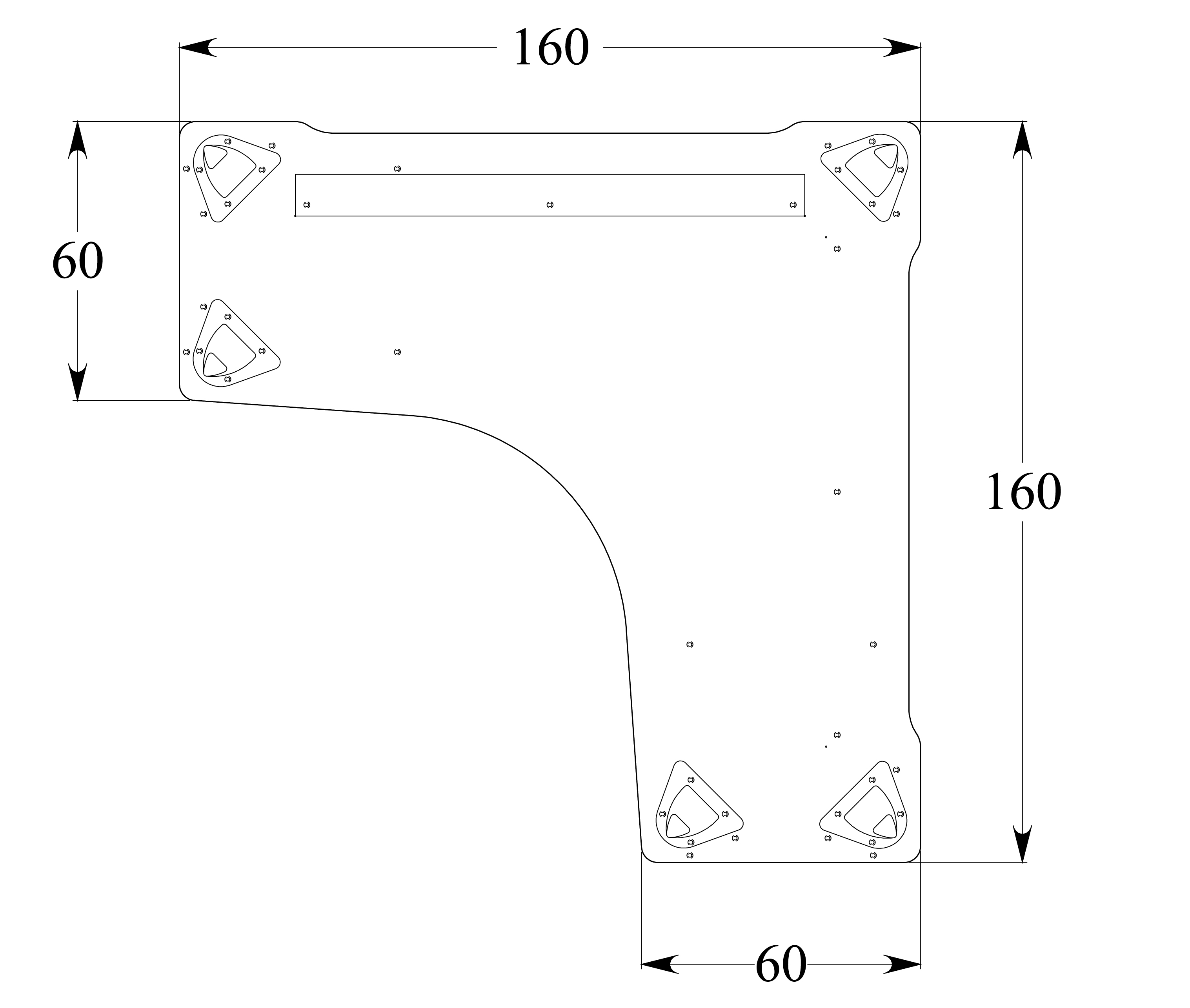 Bureau compact 90° symétrique Evidence - l. 160 x pr. 60 cm - piétement réglable en hauteur