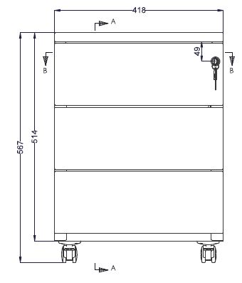 Caisson mobile métallique Evidence - 3 tiroirs plats