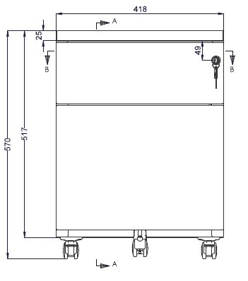 Caisson mobile métallique Evidence - 1 tiroir plat + 1 tiroir - dossiers suspendus - avec coiffe