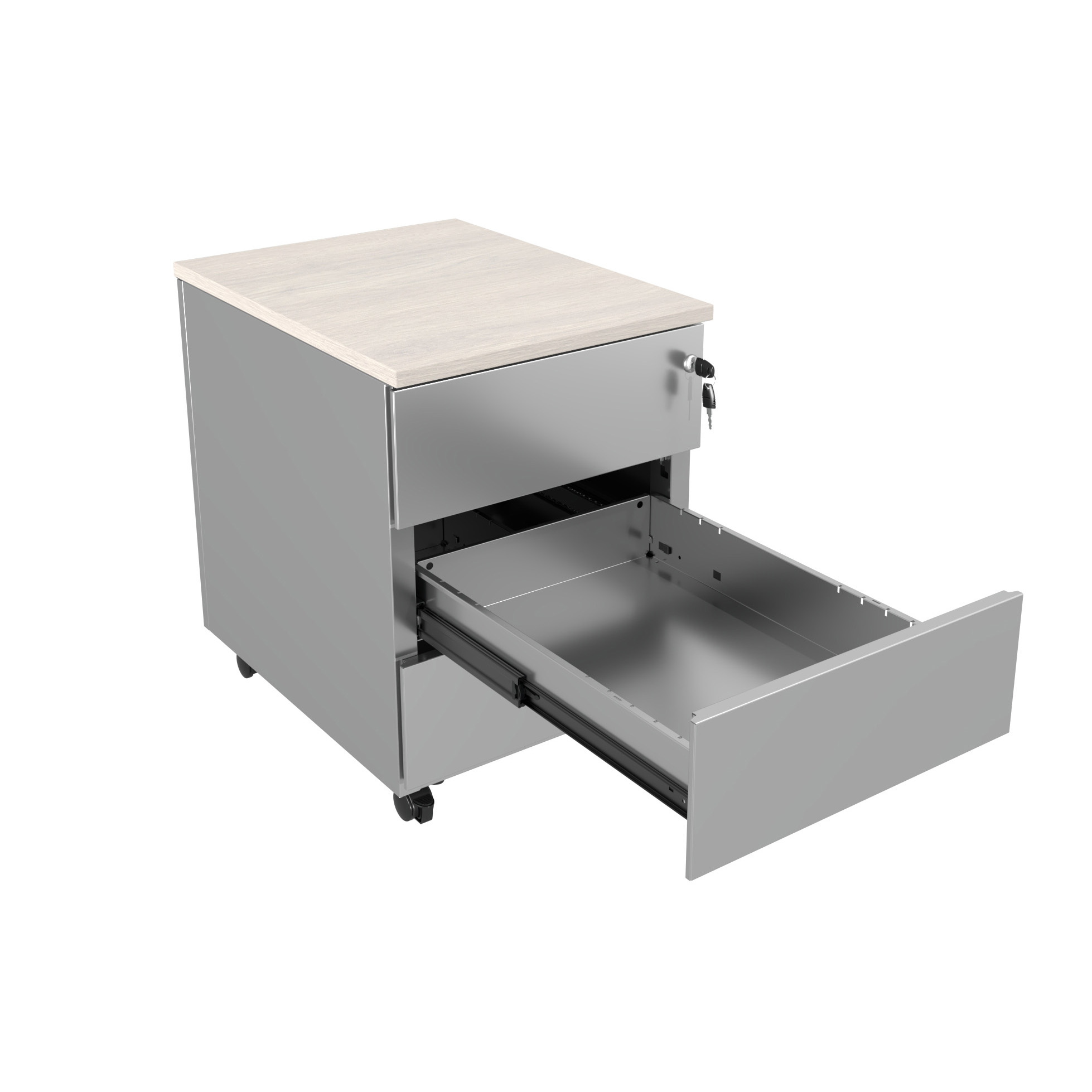 Caisson mobile métallique Evidence - 3 tiroirs plats - avec coiffe