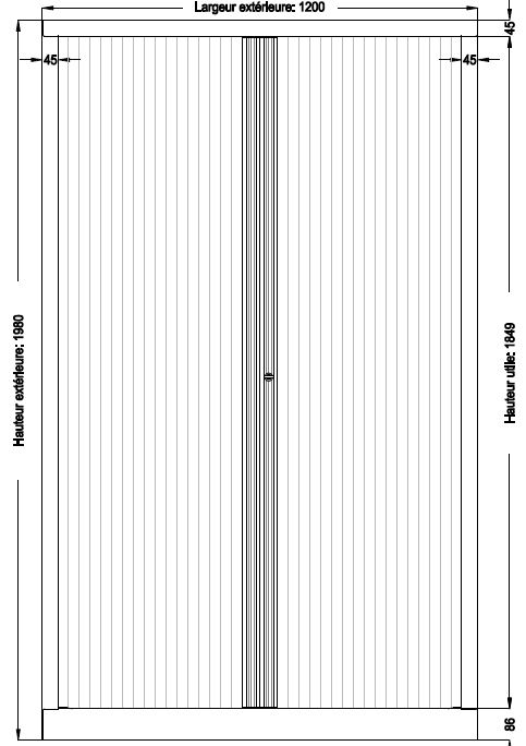 Armoire métallique Evidence - h. 198 x l. 120 cm - 4 tablettes - unicolore - fermeture rideaux