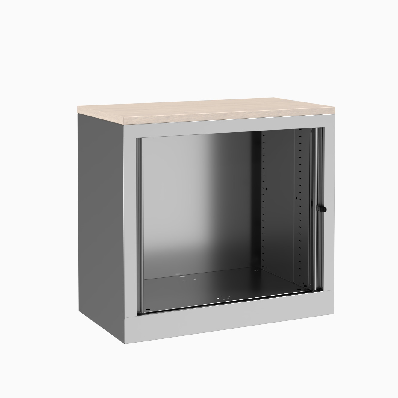 Armoire hauteur bureau métallique Evidence - l. 80 cm - 1 tablette - unicolore - fermeture rideaux