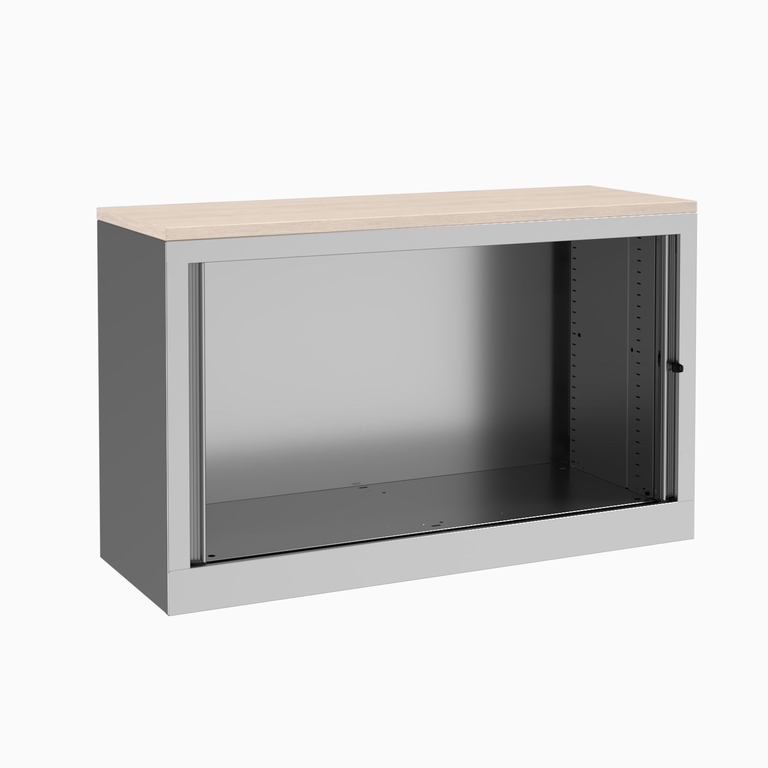 Armoire hauteur bureau métallique Evidence - l. 120 cm - 1 tablette - façade unicolore - fermeture rideaux