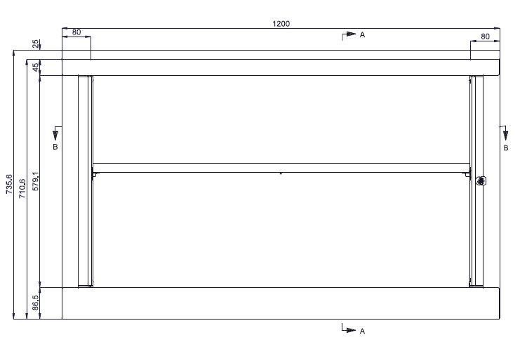 Armoire hauteur bureau métallique Evidence - l. 120 cm - 1 tablette - façade décor bois - fermeture rideaux