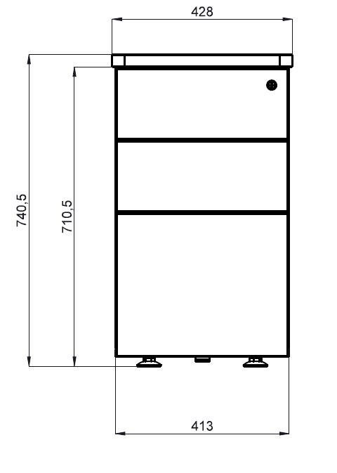 Caisson hauteur bureau mélaminé Evidence - 2 tiroirs plats + 1 tiroir dossiers suspendus - pr. 60 cm