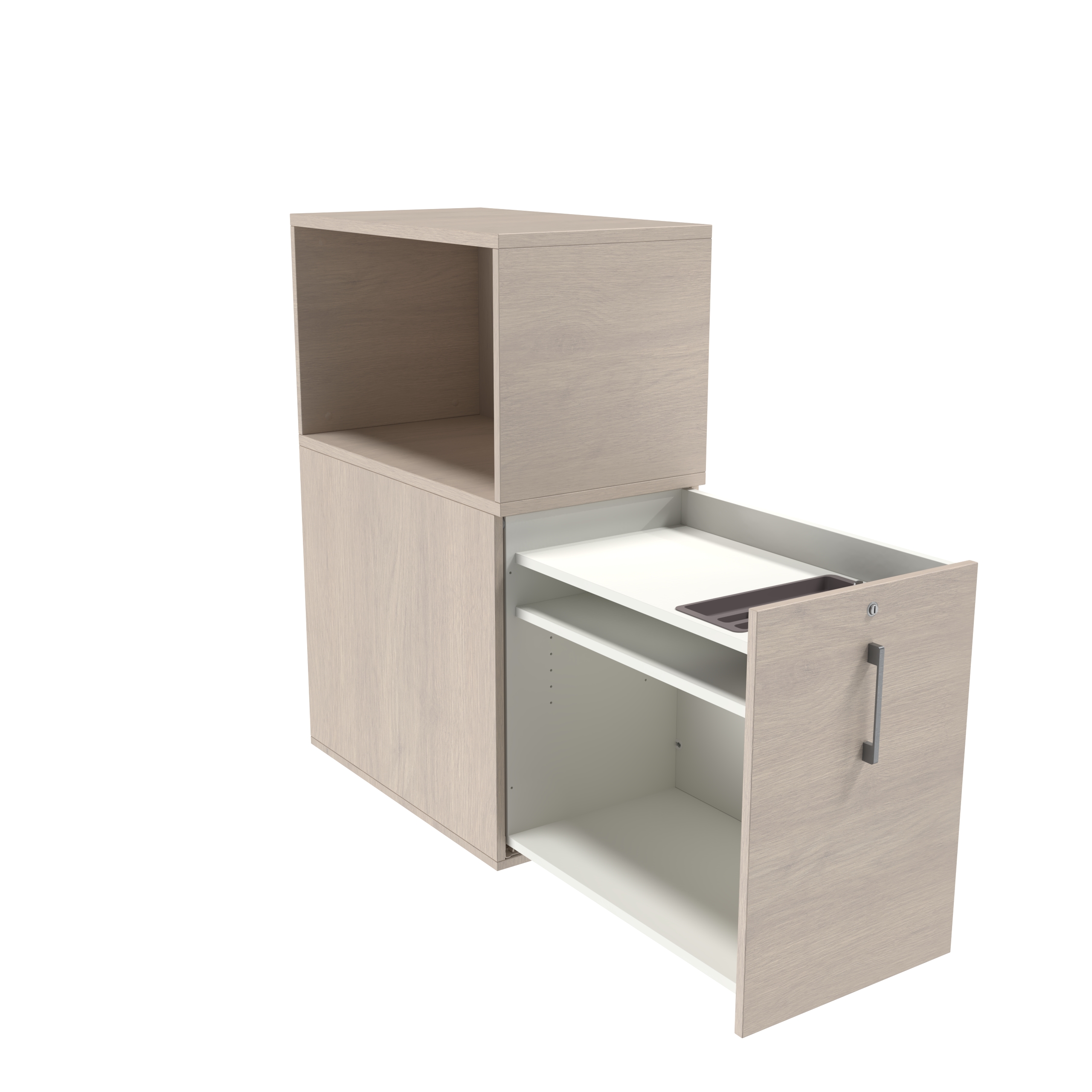 Caisson hauteur bureau mélaminé Evidence - 1 tiroir + niche - pr.80 cm