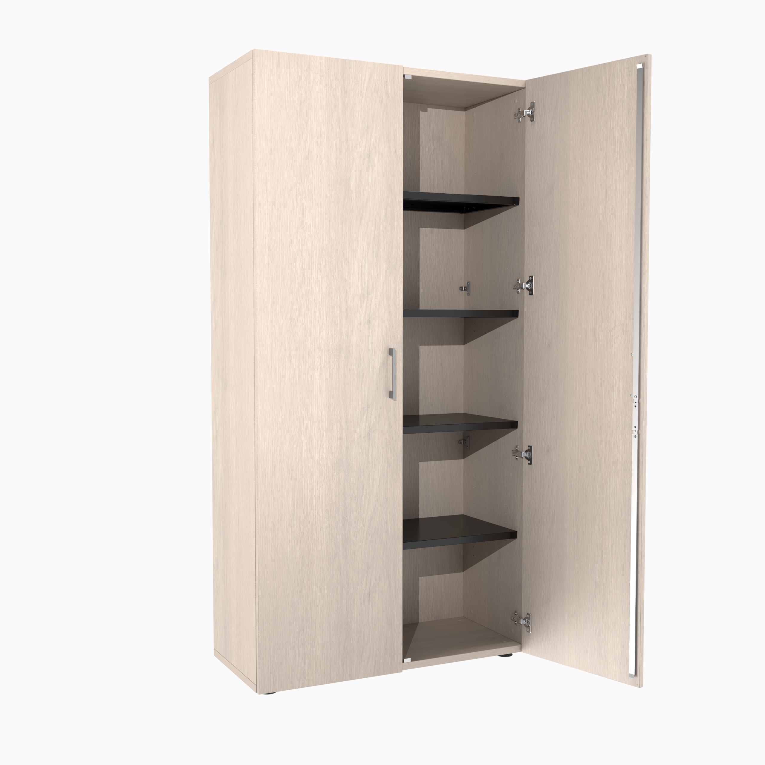 Armoire mélaminé Evidence - h. 198 x l. 100 cm - 4 tablettes métalliques - portes battantes