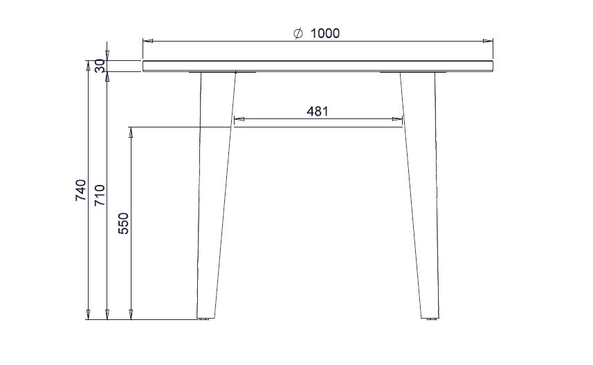 Table de réunion ronde 4 places Evidence - Ø 100 cm - 4 pieds