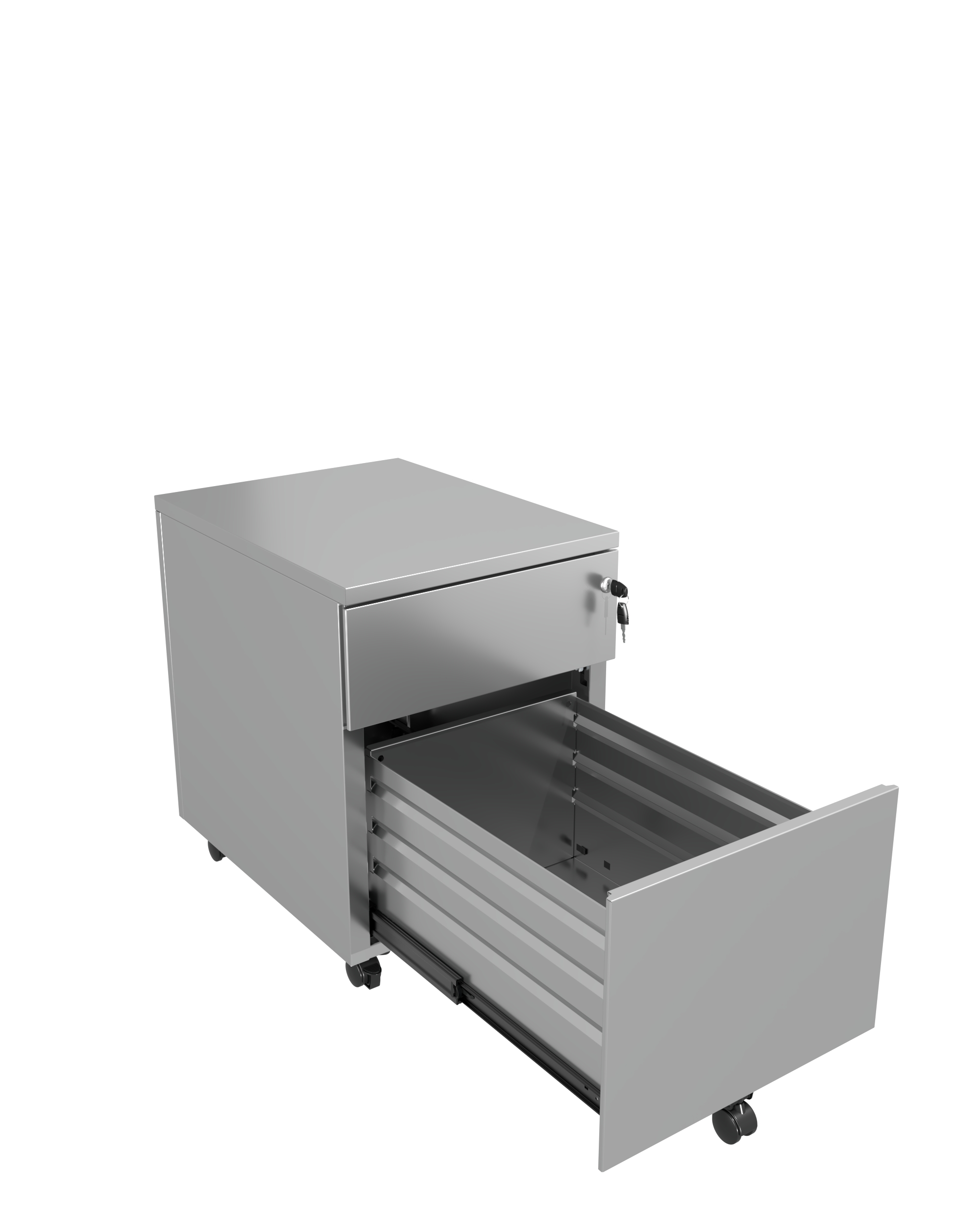 Caisson mobile métallique Evidence - 1 tiroir plat + 1 tiroir dossiers suspendus - délai court