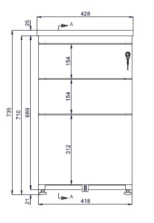 Caisson hauteur bureau métallique Evidence - 2 tiroirs plats + 1 tiroir dossiers suspendus - pr. 60 cm - délai court