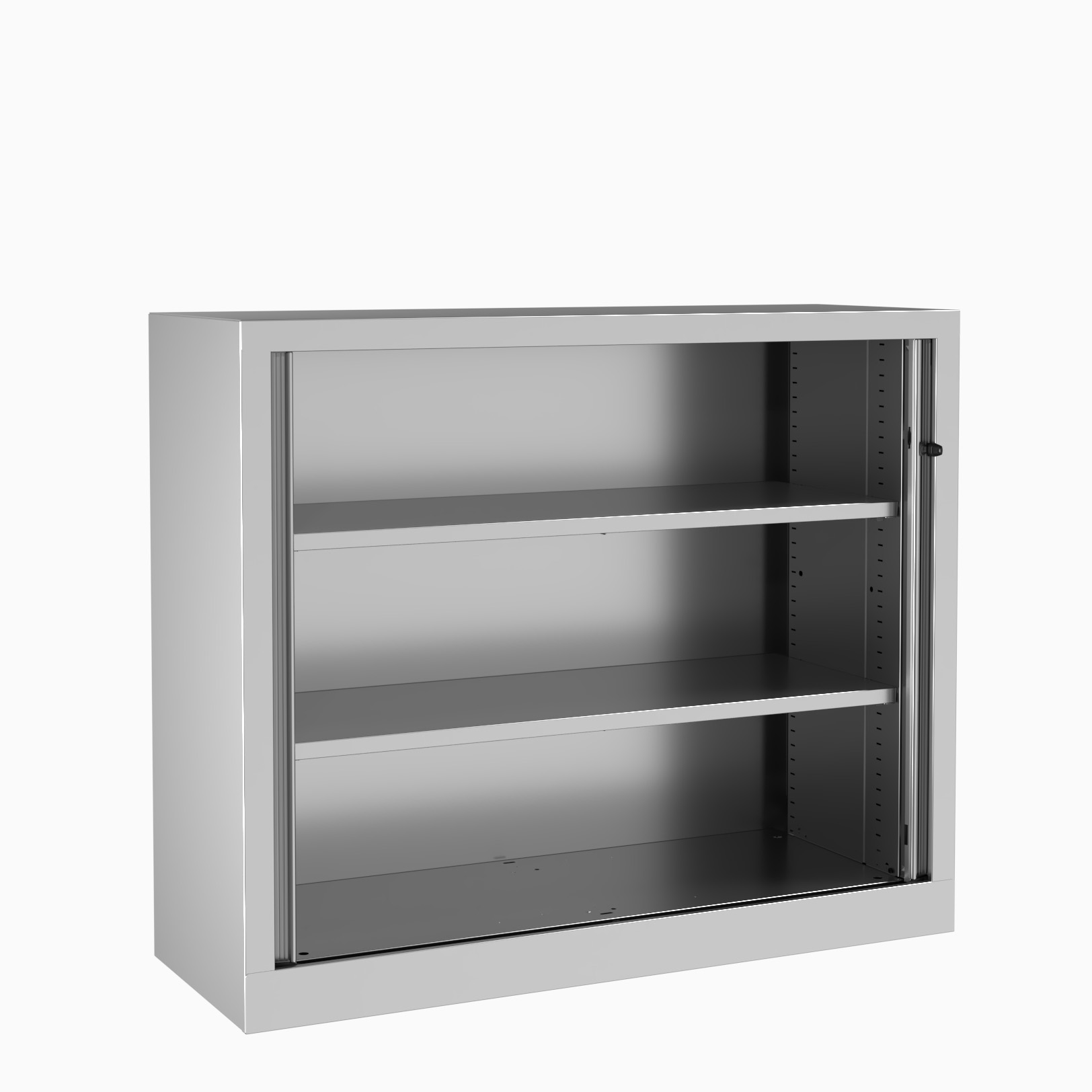 Armoire métallique Evidence - h. 100 x l. 120 cm - 2 tablettes - façade décor bois - ferm. rideaux - délai court