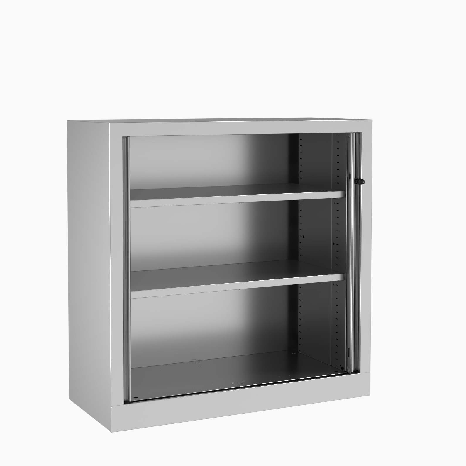 Armoire métallique Evidence - h. 100 x l. 100 cm - 2 tablettes - façade décor bois - ferm. rideaux - délai court