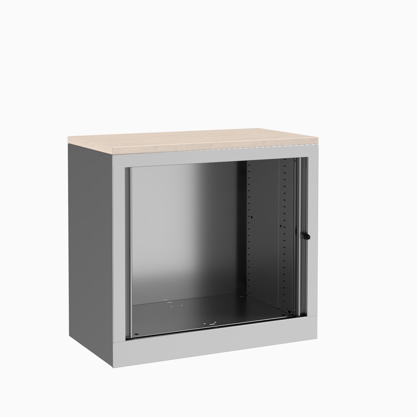 Armoire hauteur bureau métallique Evidence - l. 80 cm - 1 tablette - unicolore - fermeture rideaux - délai court