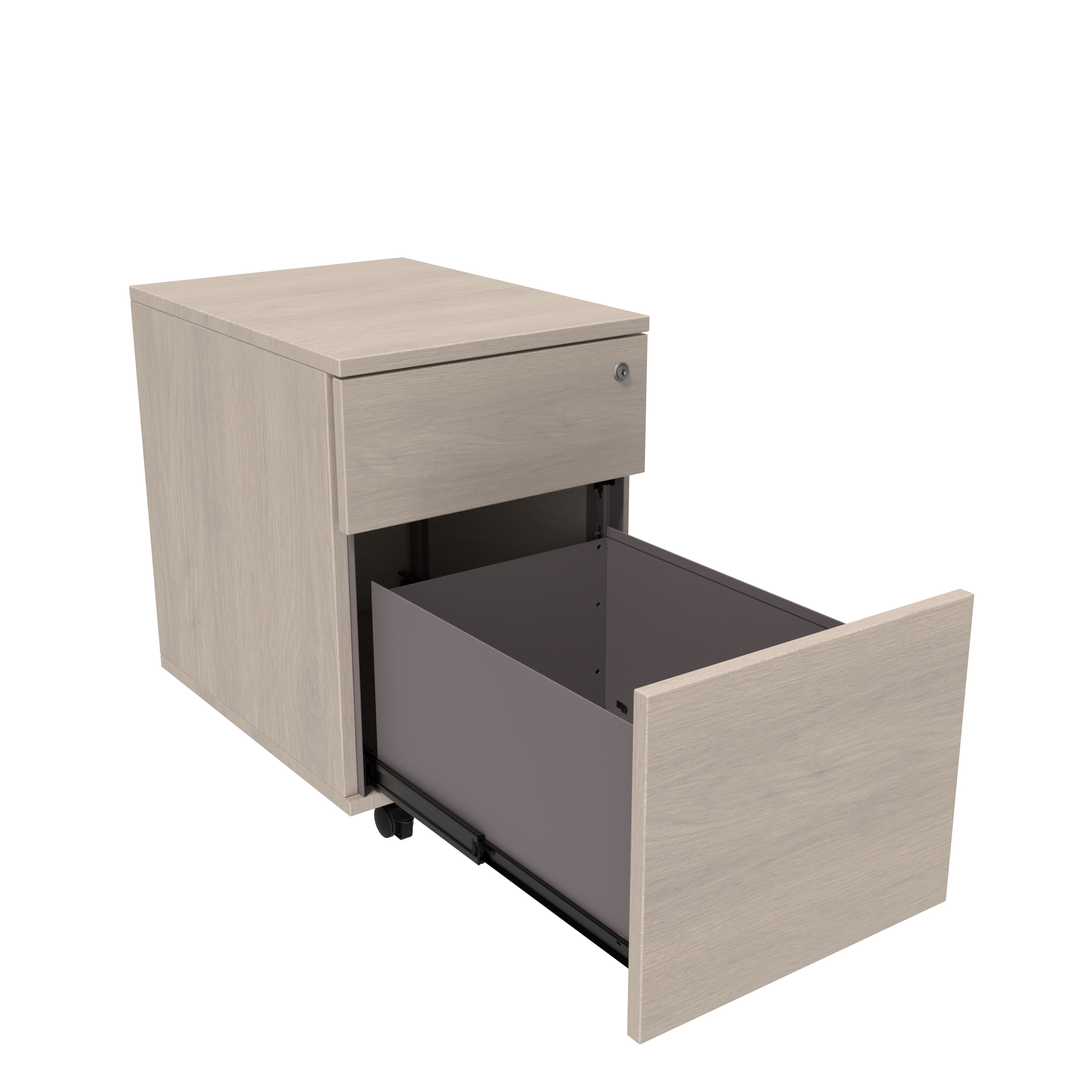 Caisson mobile mélaminé Evidence - 1 tiroir plat + 1 tiroir dossiers suspendus - délai court