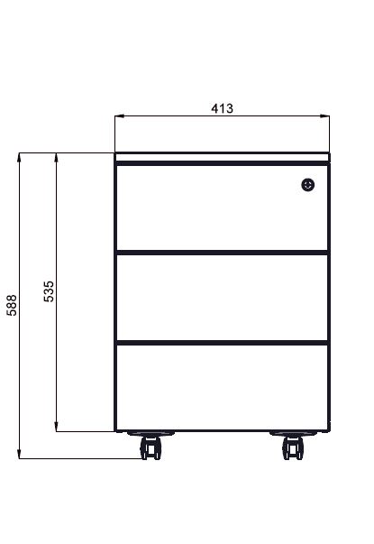 Caisson mobile mélaminé Evidence - 3 tiroirs plats délai court