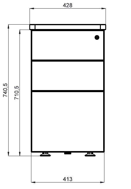 Caisson hauteur bureau mélaminé Evidence - 2 tiroirs plats + 1 tiroir dossiers suspendus - pr. 80 cm - délai court