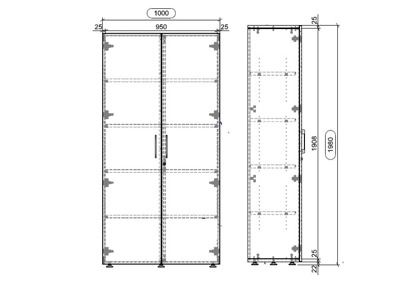 Armoire mélaminé Evidence - h. 198 x l. 100 cm - 4 tablettes métalliques - portes battantes - délai court
