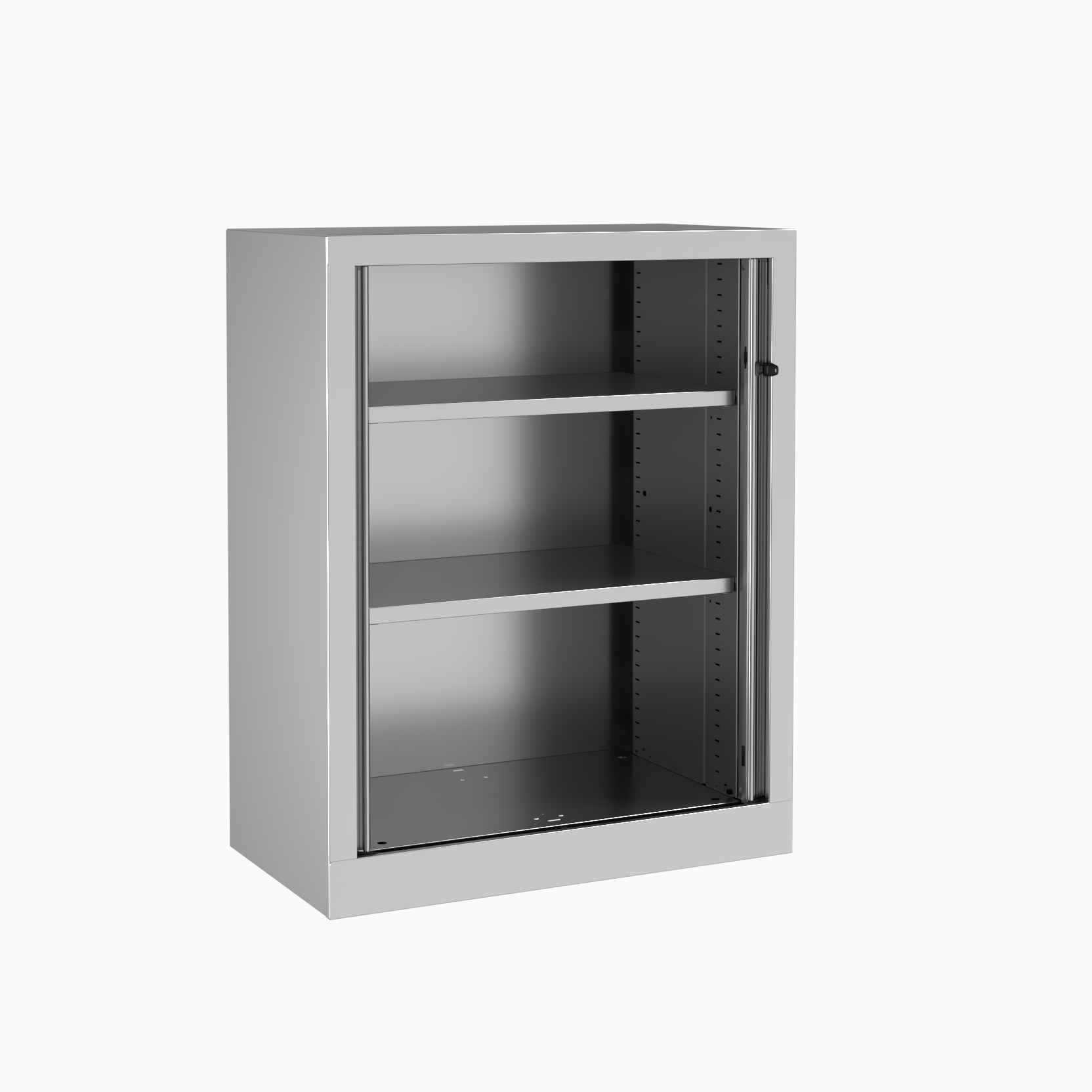 Armoire métallique Etic - h. 100 x l. 80 cm - 2 tablettes - décor bois - fermeture rideaux