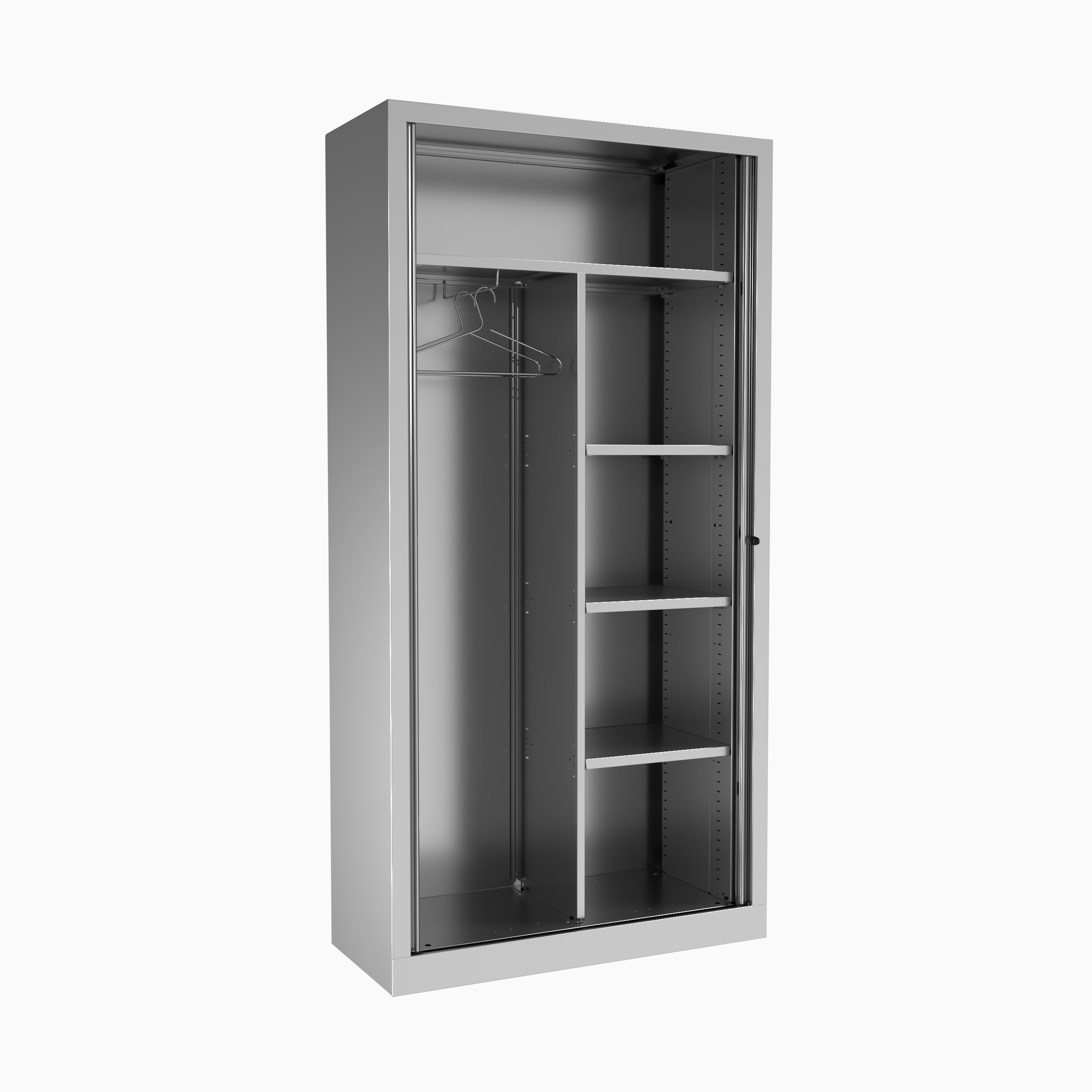Armoire métallique Etic - h. 198 x l. 100 cm - 1/2 penderie unicolore - fermeture rideaux 1 tablette porte-cintre et