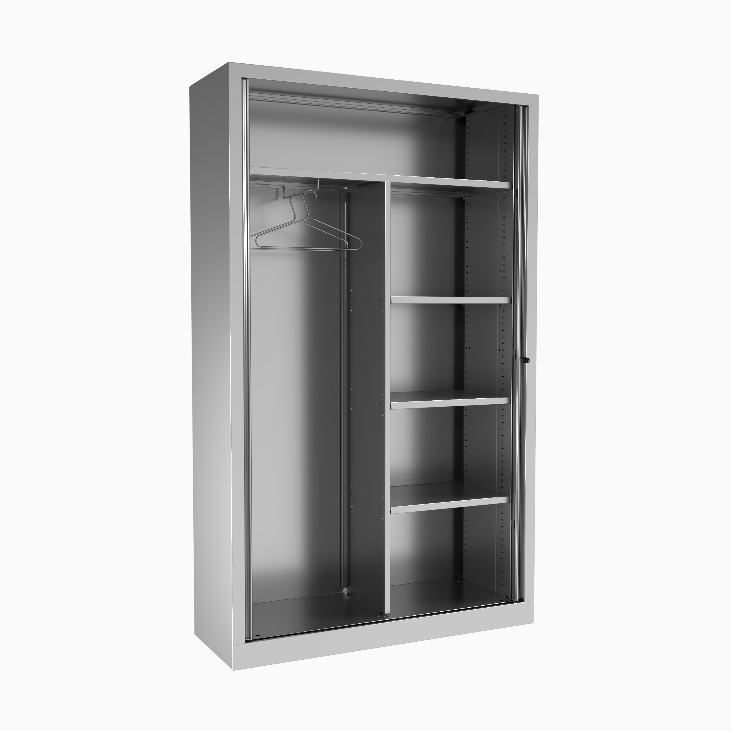 Armoire métallique Etic - h. 198 x l. 120 cm - 1/2 penderie unicolore - fermeture rideaux 1 tablette porte-cintre et
