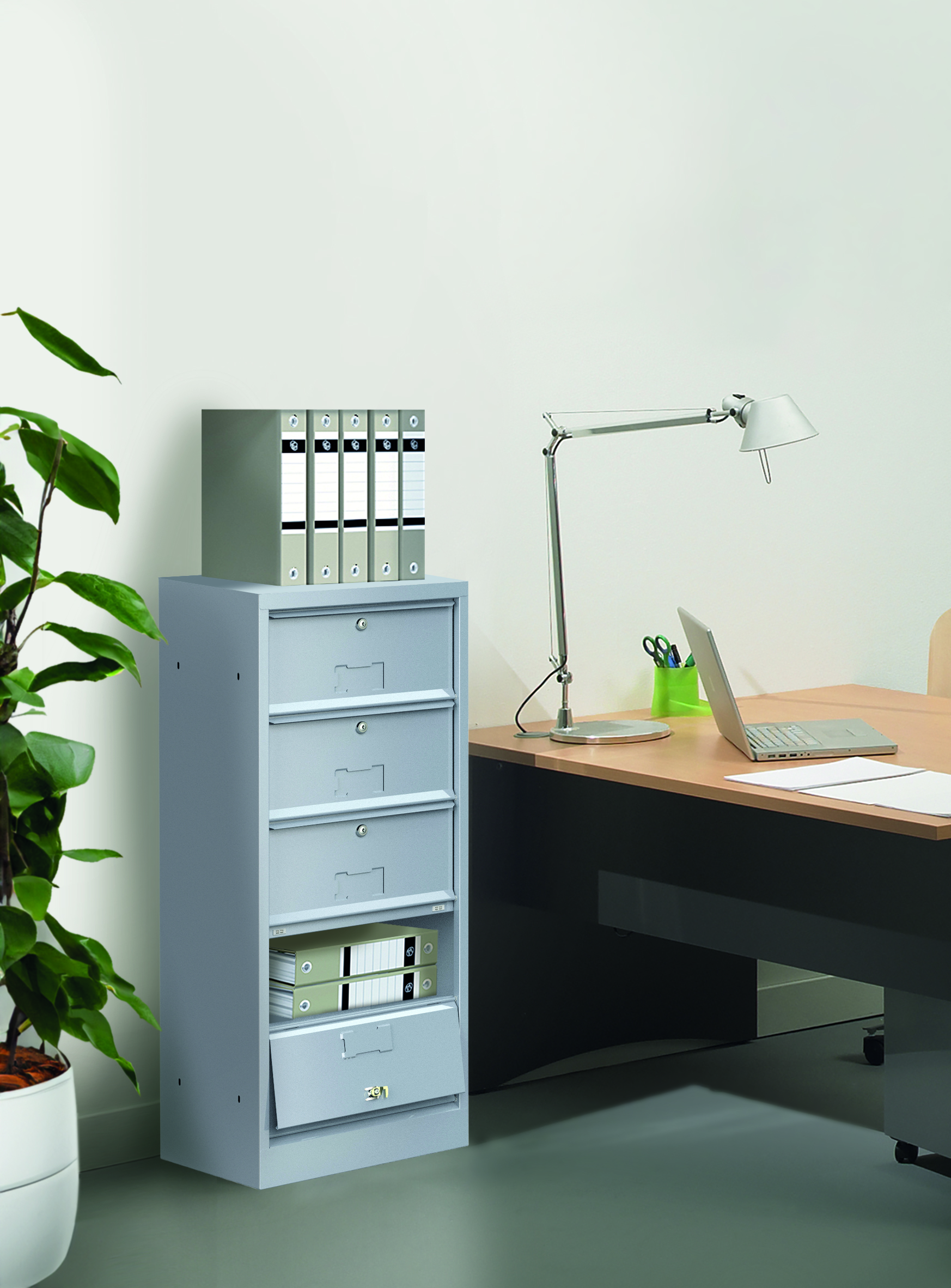 Classeur à clapets - 5 cases avec serrure sans prestation