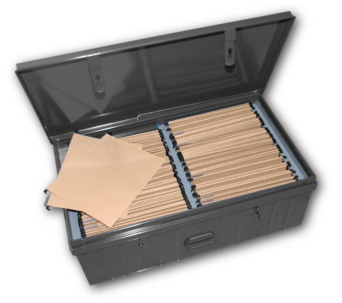 Cantine d'archivage en acier - 80 cm / 95 litres - avec kit support pour dossiers suspendus