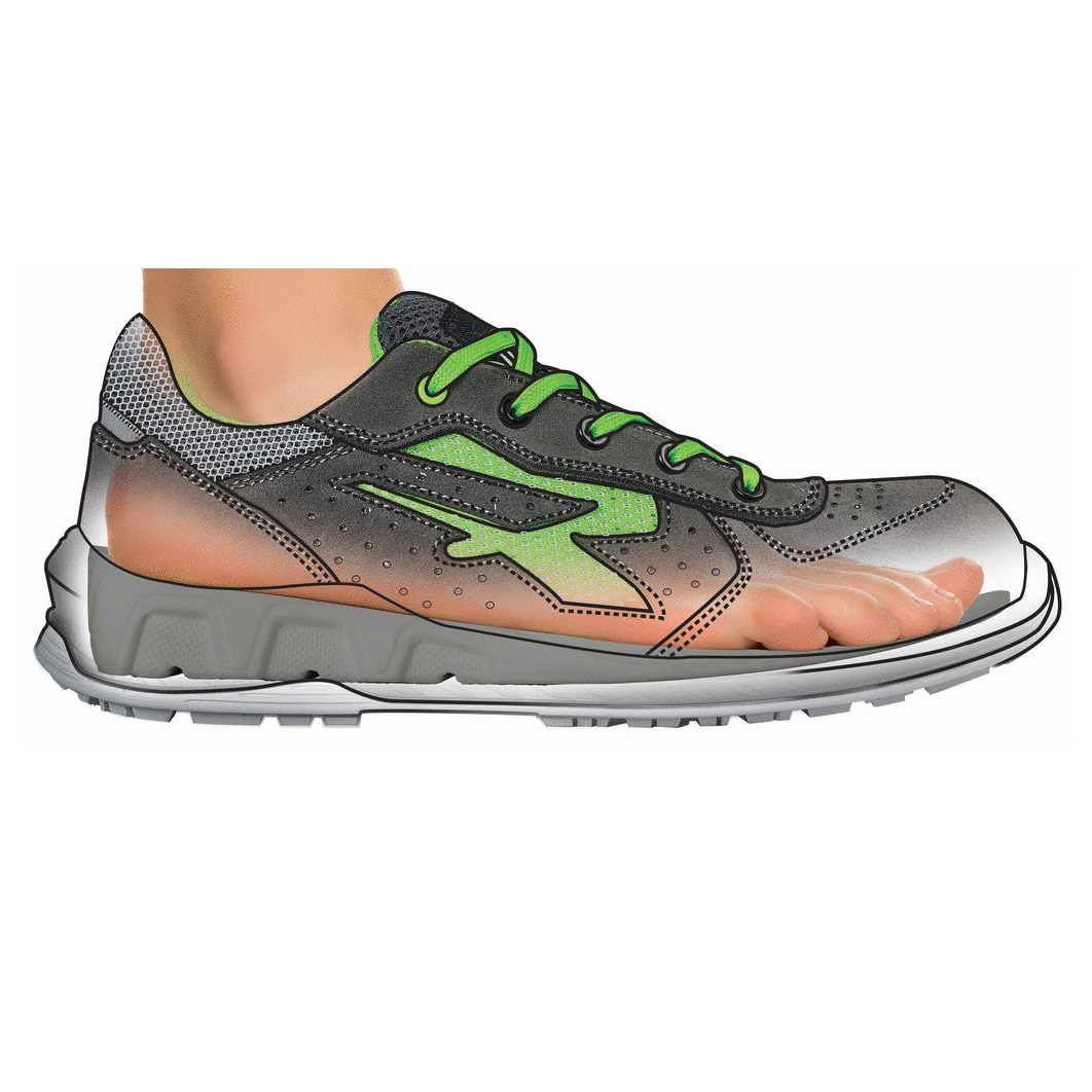 Chaussure point S1P ESD - Upower - cuir croûte velours - gris vert - taille 48