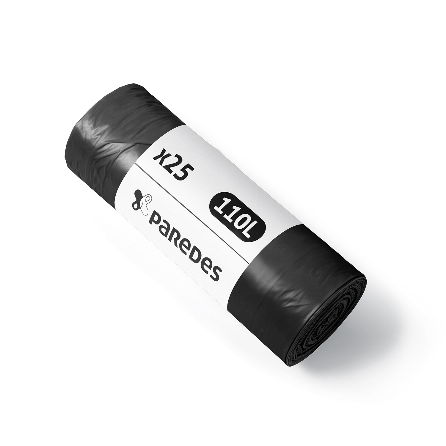 Sac à déchets légers - lien fixe - 110 l - ép. 17 µm - noir - 20 cartons de 500 PAREDES