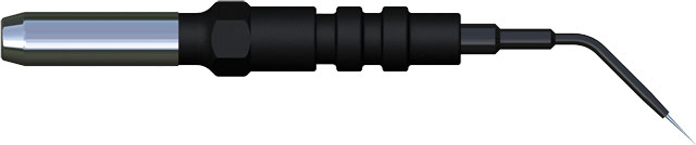 Electrode aiguille en tungstène - Ø 0,5 x 3 mm - coudée - isolée - l. 35 mm - emmanchement Ø 4 mm