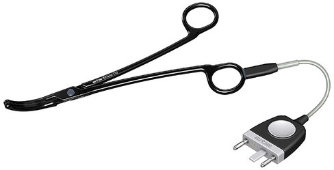 Pince BiClamp - l. 210 mm - autoclavable - coudée 25° - mors striés - câble 3 m - fiche MF-2 -