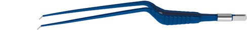 Pincette bipolaire baïonnette - l. 19,5 cm - coudée vers le bas - pointe mousse 1 mm