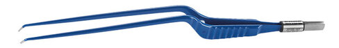 Pincette bipolaire baïonnette - l. 23 cm - pointe 1,2 mm - coudée vers le bas