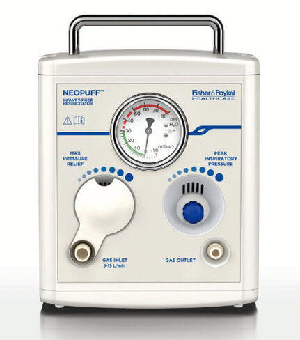 Neopuff - Insufflateur semi-automatique avec tubulure source gaz réutilisable - 210cm - Inclut 10 circuits patients
