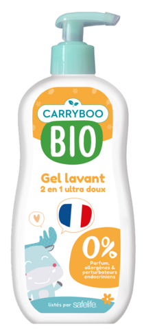 Gel lavant Carryboo à l'abricot bio-flacon pompe 500ml- 3 cartons de 18 unités