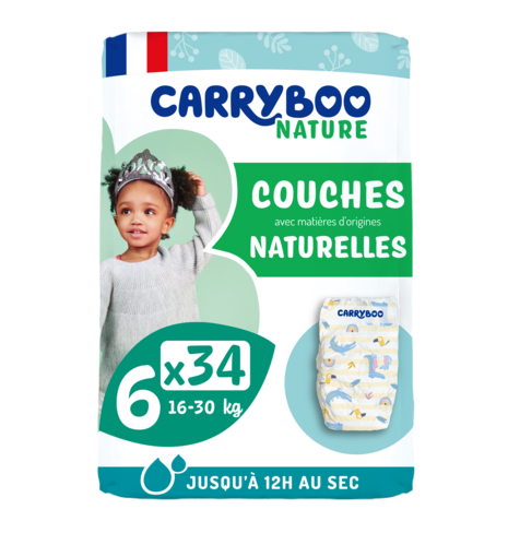 Couches naturelles Carryboo Nature T6 16 à 30kg - 3 cartons de 306 unités
