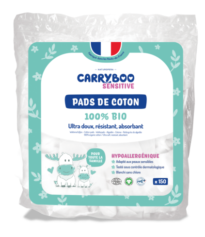 Family pads Carryboo en coton 100% bio - 3 cartons de 6300 pads