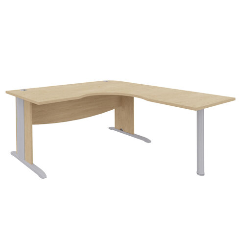 Bureau compact 90° symétrique Majesty - l. 160 x pr. 70 cm - piétement à dégagement latéral