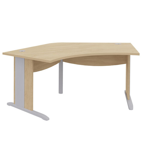 Bureau compact 120° symétrique Majesty - l. 185 x pr. 80 cm - piétement à dégagement latéral