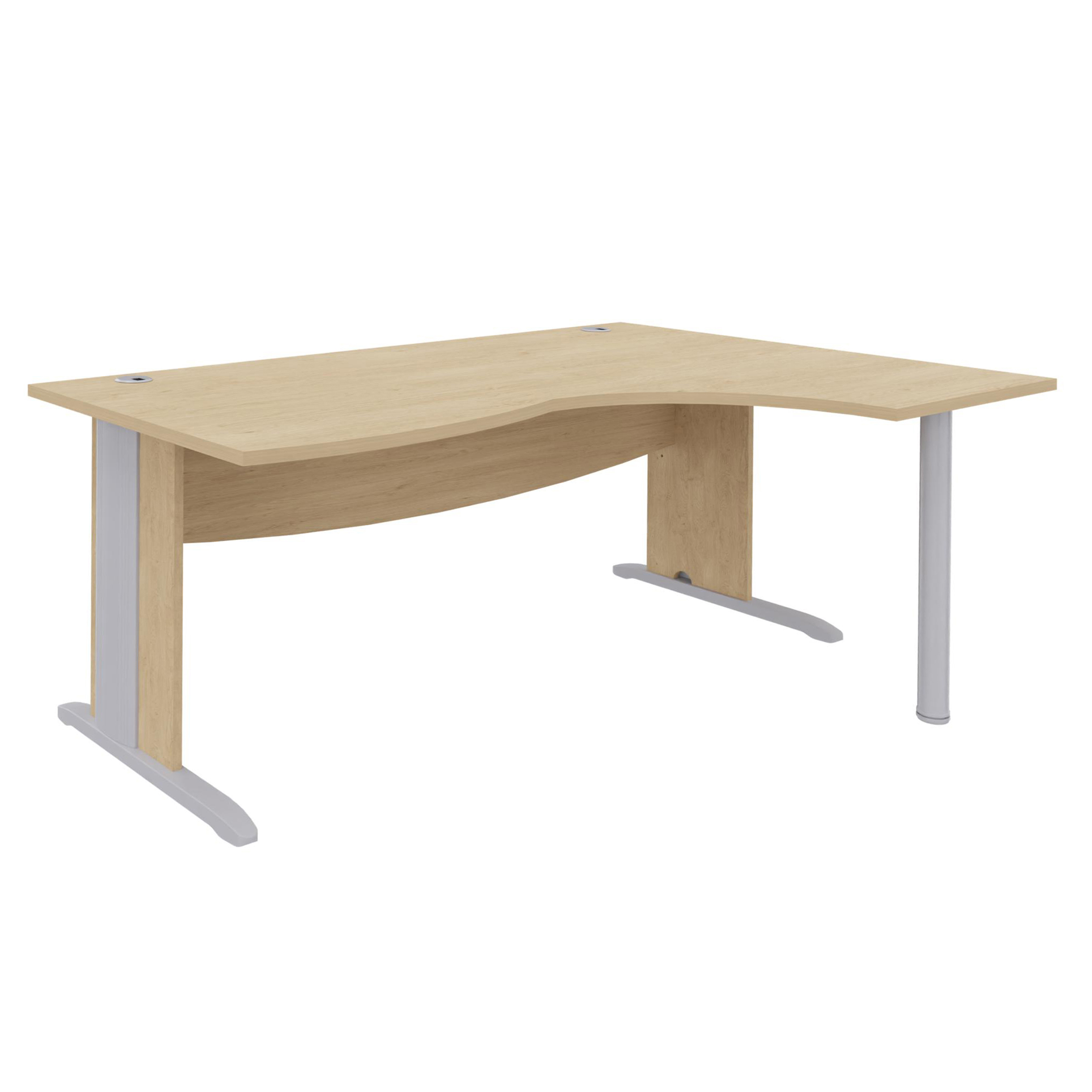 Bureau compact 90° asymétrique Majesty - l. 180 x l. 120 x pr. 80-60 cm - piétement à dégagement latéral