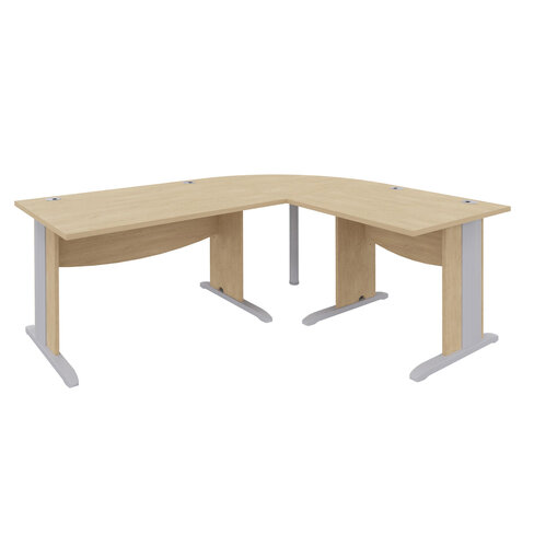 Bureau droit Majesty - l. 120 x pr. 80 cm + angle 90° + retour l. 80 x pr. 80 cm - piétement dégagement latéral