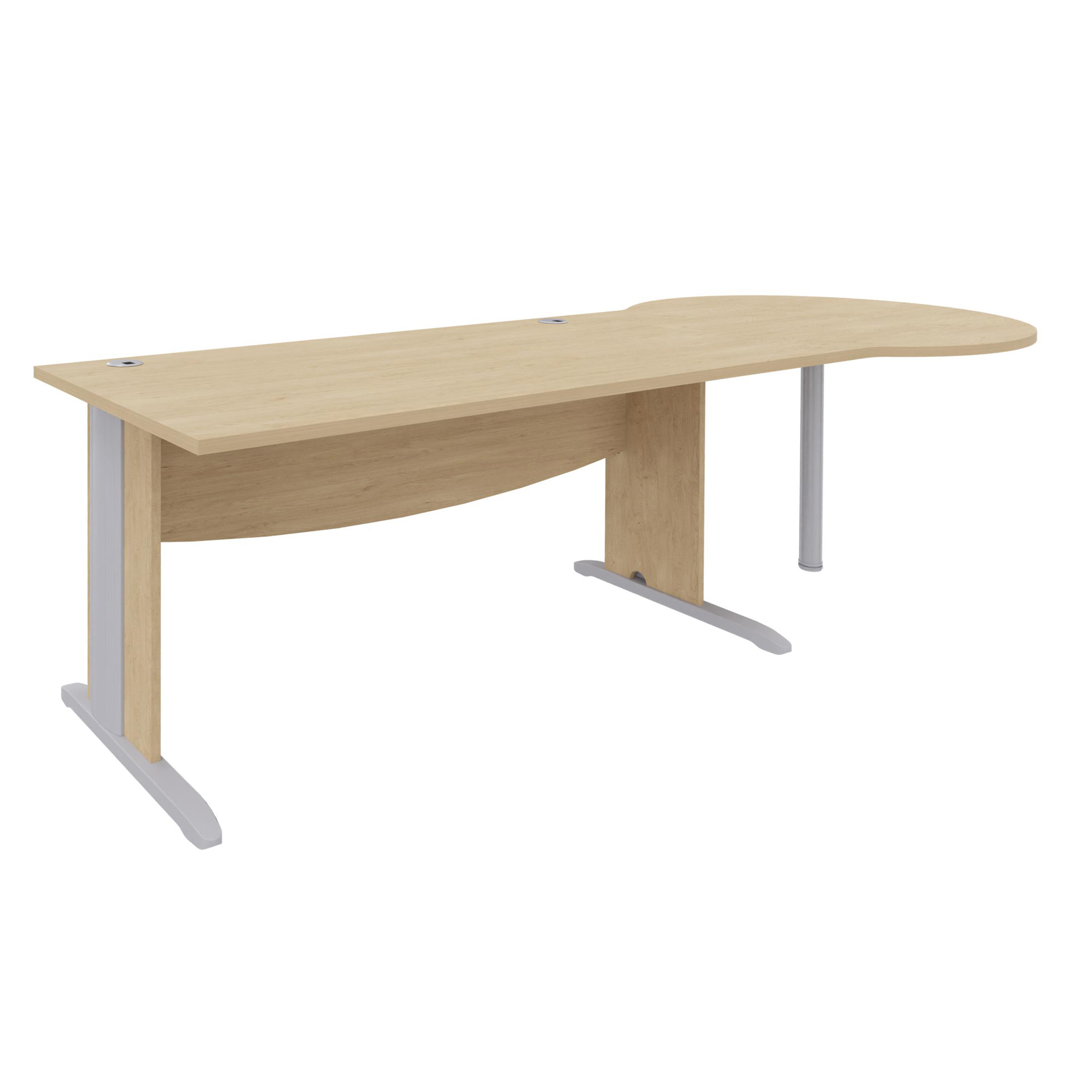 Bureau droit Majesty - l. 160 x pr. 80 cm - avec convivialité goutte d'eau - piétement dégagement latéral