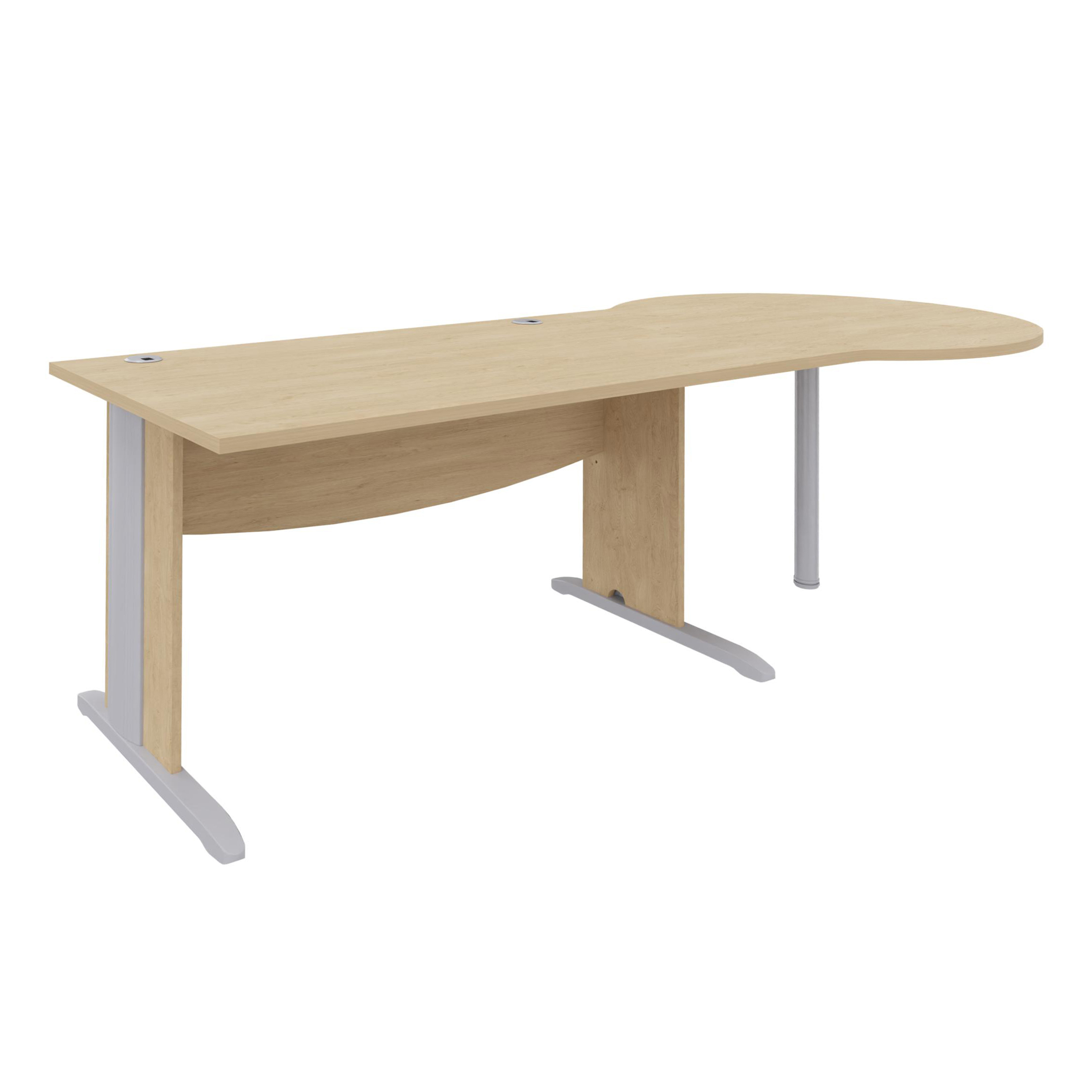 Bureau droit Majesty - l. 140 x pr. 80 cm - avec convivialité goutte d'eau - piétement dégagement latéral