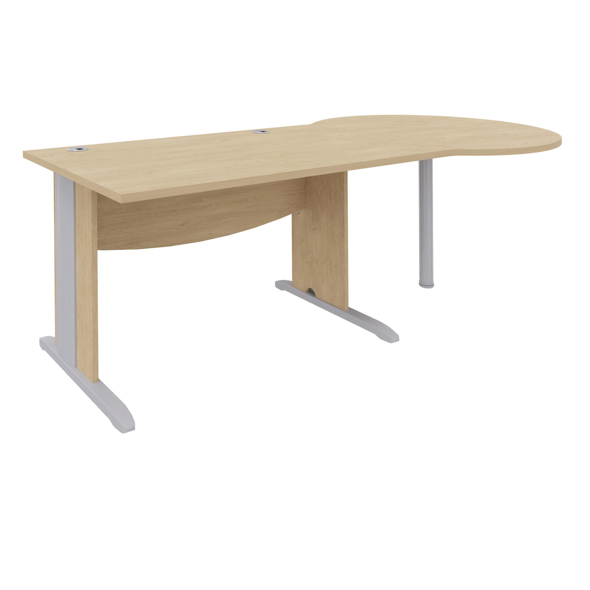 Bureau droit Majesty - l. 120 x pr. 80 cm - avec convivialité goutte d'eau - piétement dégagement latéral